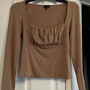 Dynamite Long Sleeve Nude Ruched Top
